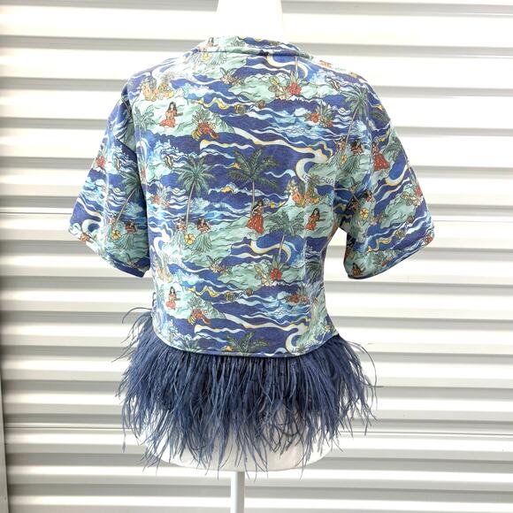 Le Superbe Hula House Party Top, Hawaii, Feather Trim, Sample, Women’s Size S - Picture 4 of 8